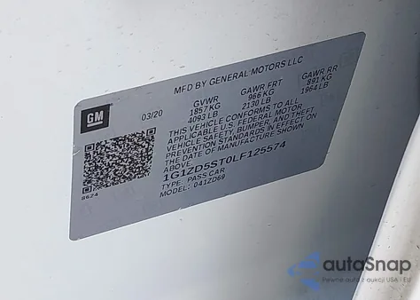 2020 Chevrolet Malibu Fwd Lt из США, поврежденный, VIN 1G1ZD5ST0LF125574